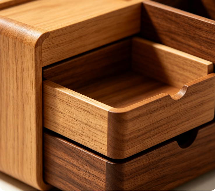 Mixed‑Wood Multi‑Drawer Desktop Organizer, Multi‑Compartment Wooden Storage Box for Office Desk
